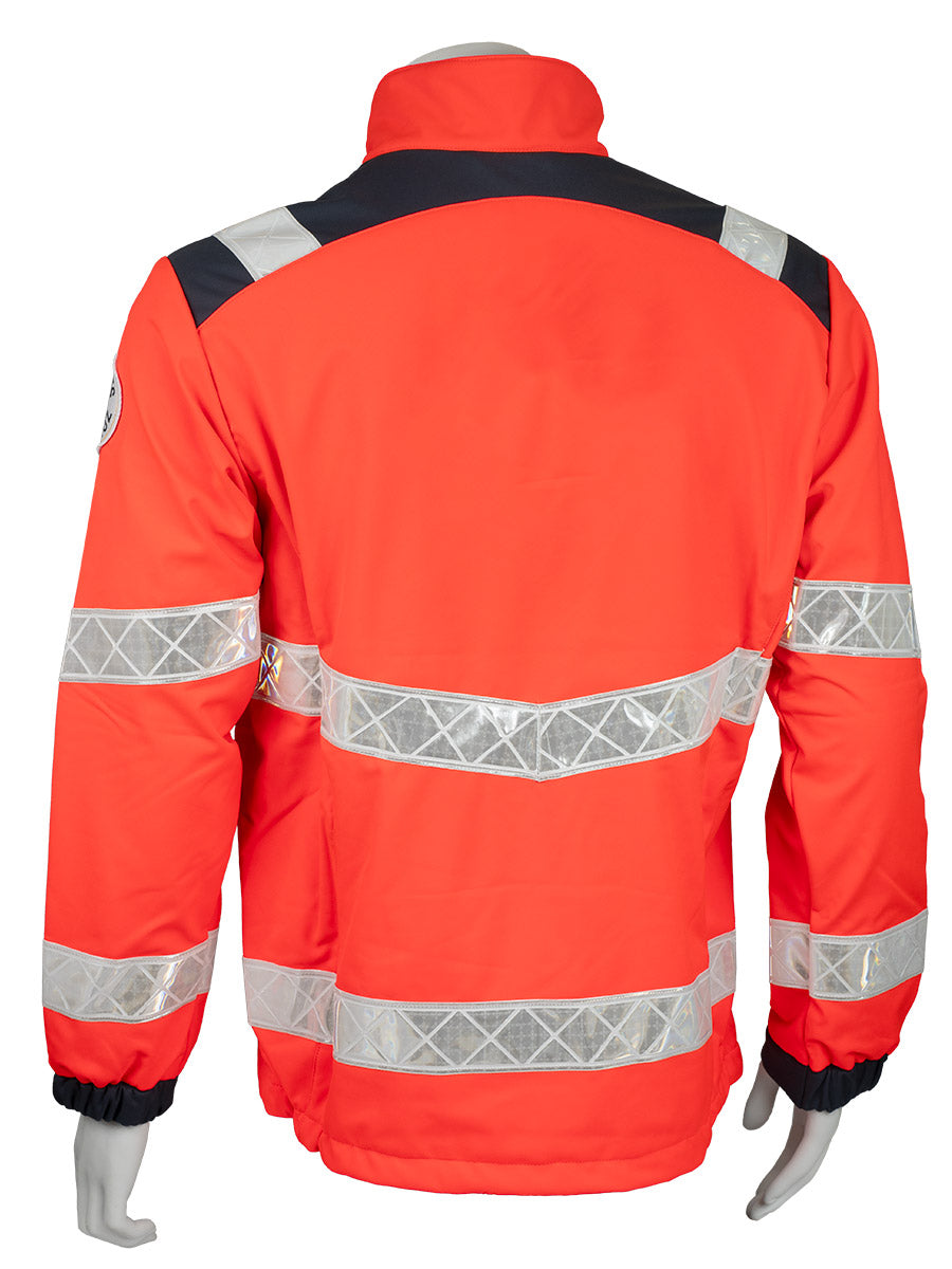 DRK Softshell hivi-red/grau Jacke GSG Kl.2+UV NEUTRAL