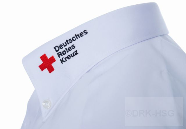 DRK-Businessbluse Dunkelblau, 1/1 Arm, DRK Kompaktlogo gestickt