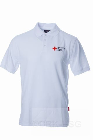 DRK-Poloshirt, weiß, mit Kompaktlogostick auf Brust