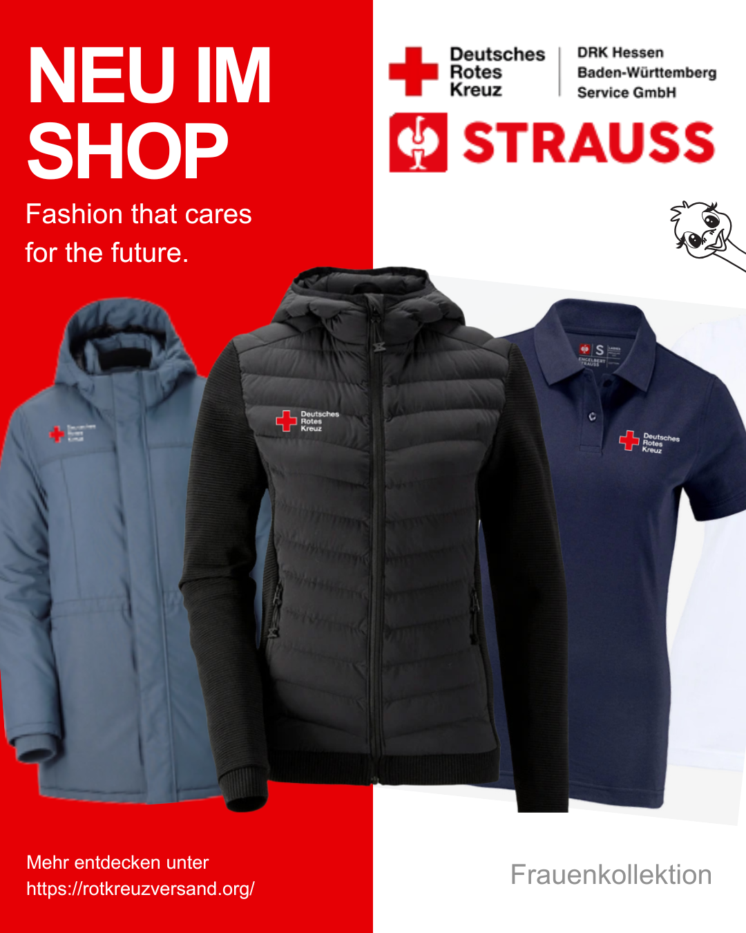 Damen Hybrid Kapuzenstrickjacke mit DRK Kompaktlogostick