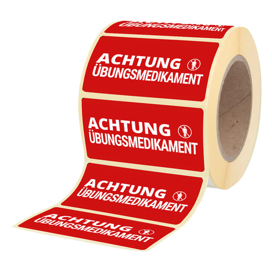 Sonderetikett ACHTUNG ÜBUNGSMEDIKAMENT