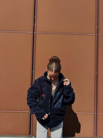 Sherpa-Fleecejacke mit Kompaktlogo Druck