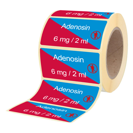 Adenosin 6 mg - 2 ml - Etiketten für BRECHampullen