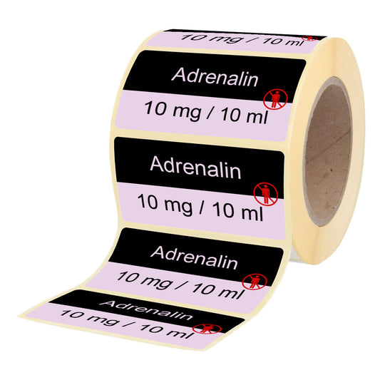 Adrenalin 10 mg - 10 ml - Etiketten für Brechampullen
