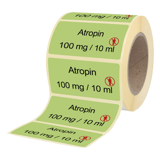 Atropin 100 mg - 10 ml - Etiketten für Brechampullen