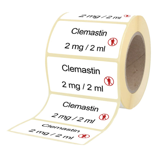 Clemastin 2 mg - 2 ml - Etiketten für Brechampullen