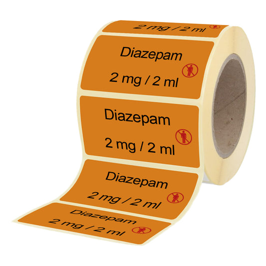 Diazempam 2 mg - 2 ml - Etiketten für Brechampullen