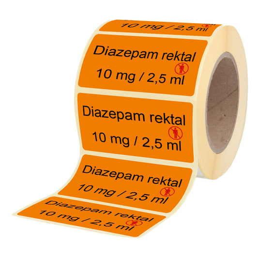 Diazepam rektal 10 mg - 2,5 ml Etikett für Rektiolen