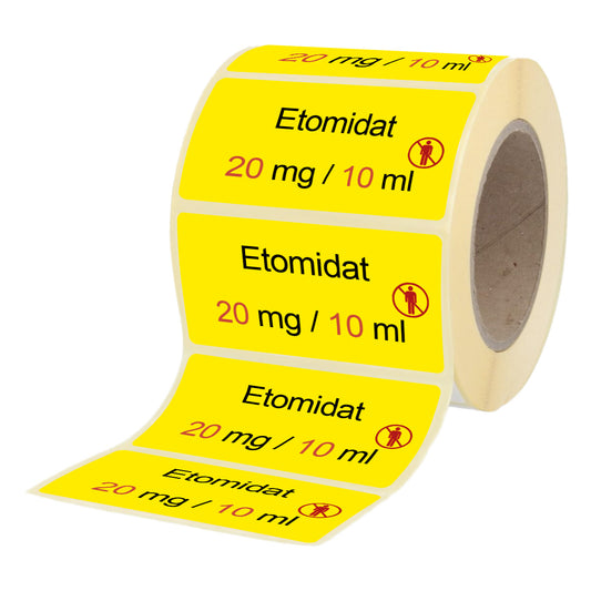 Etomidat 20 mg - 10 ml - Etiketten für Brechampullen