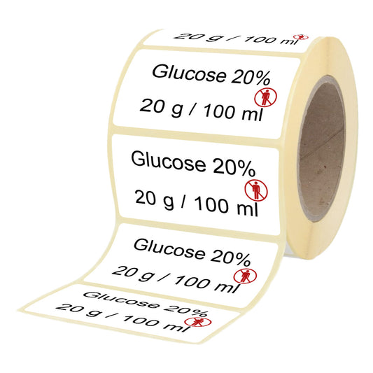 Glucose 20 % 20 g - 100 ml - Etiketten für Stechampullen