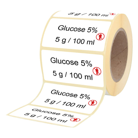 Glucose 5 % 5 g - 100 ml - Etiketten für Stechampullen