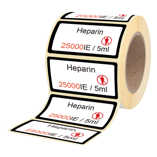 Heparin 25000 IE - 5 ml - Etiketten für Stechampullen