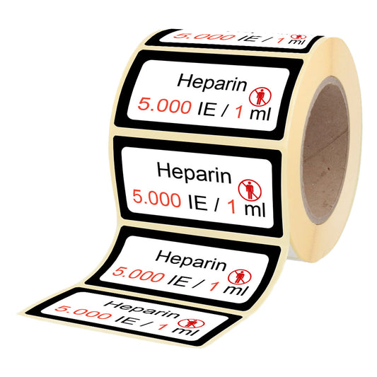 Heparin 5.000 I.E. 1 - 1 ml - Etiketten für Brechampullen