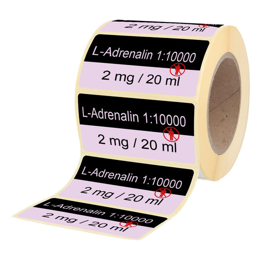 L-Adrenalin 1:10000 2 mg- 20 ml - Etiketten für Brechampullen