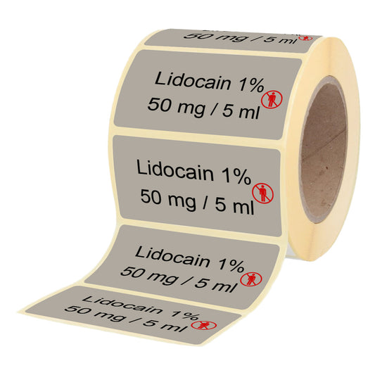 Lidocain 1 % 50 mg - 5 ml - Etiketten für 5 ml Brechampullen