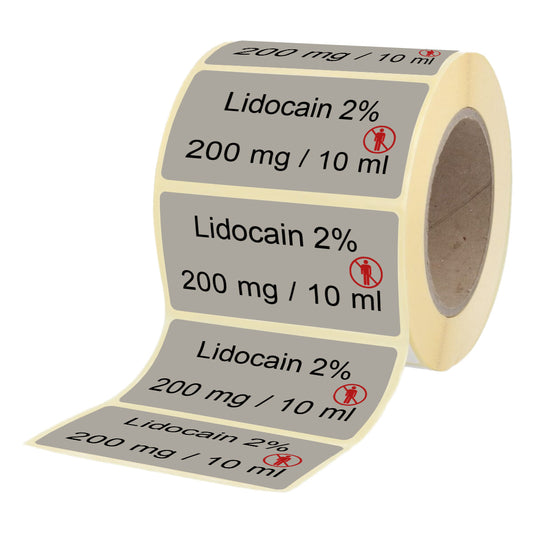 Lidocain 2% 200 mg - 10 ml - Etiketten für Brechampullen