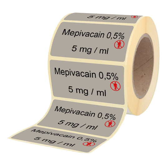 Mepivacain 0,5 % 5mg-ml - Etiketten für 5 ml Brechampullen