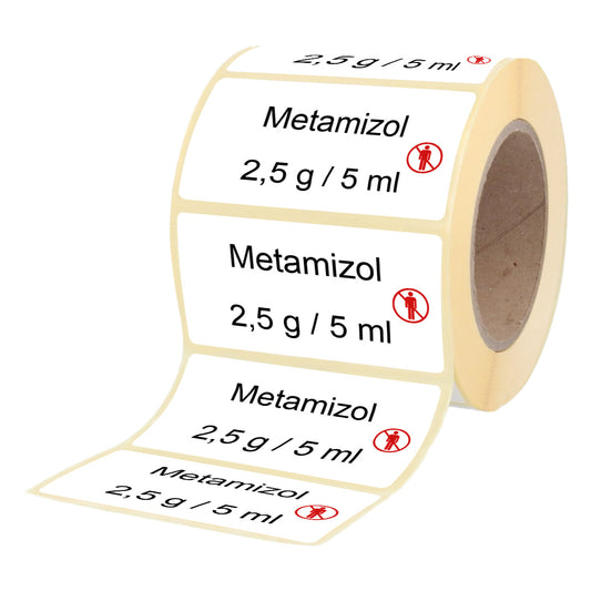 Metamizol 2,5 g - 5 ml - Etiketten für Brechampullen