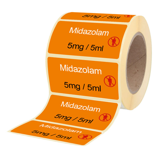 Midazolam 5 mg - 5 ml - Etiketten für Brechampullen