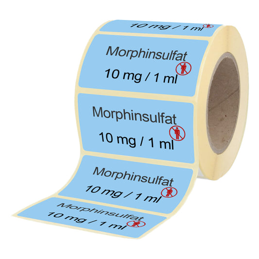Morphinsulfat 10 mg - 1 ml - Etiketten für Brechampullen