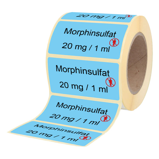 Morphinsulfat 20 mg - 1 ml - Etiketten für Brechampullen