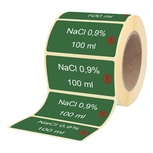 NaCl 0,9 % - 100 ml - Etiketten für Stechampullen