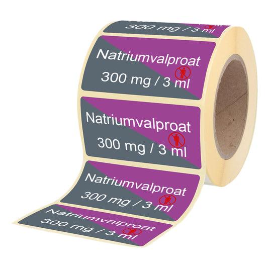 Natriumvalproat 300 mg - 3 ml - Etiketten für Brechampullen