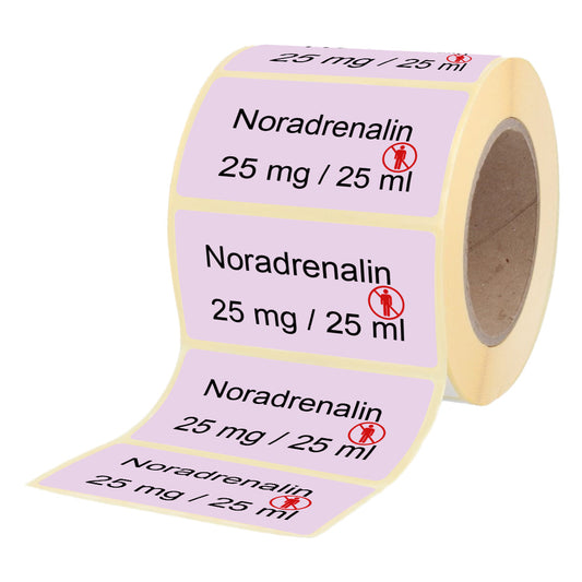 Noradrenalin 25 mg - 25 ml - Etiketten für Stechampullen