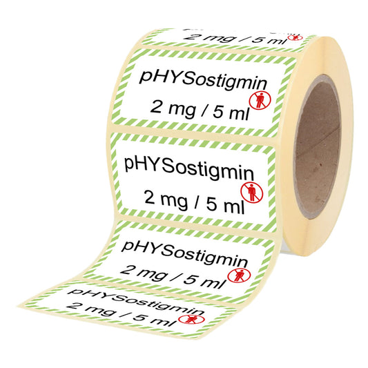 Physostigmin 2 mg - 5 ml - Etiketten für Brechampullen