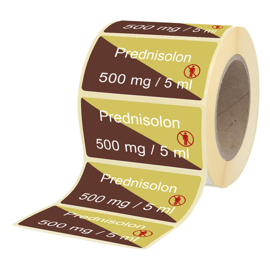 Prednisolon 500 mg - 5 ml - Etiketten für Stechampullen