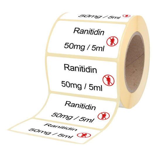 Ranitidin 50 mg - 5 ml - Etiketten für Brechampullen