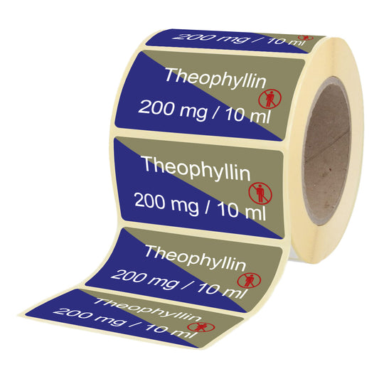 Theophyllin 200 mg-ml - 10 ml - Etiketten für Brechampullen