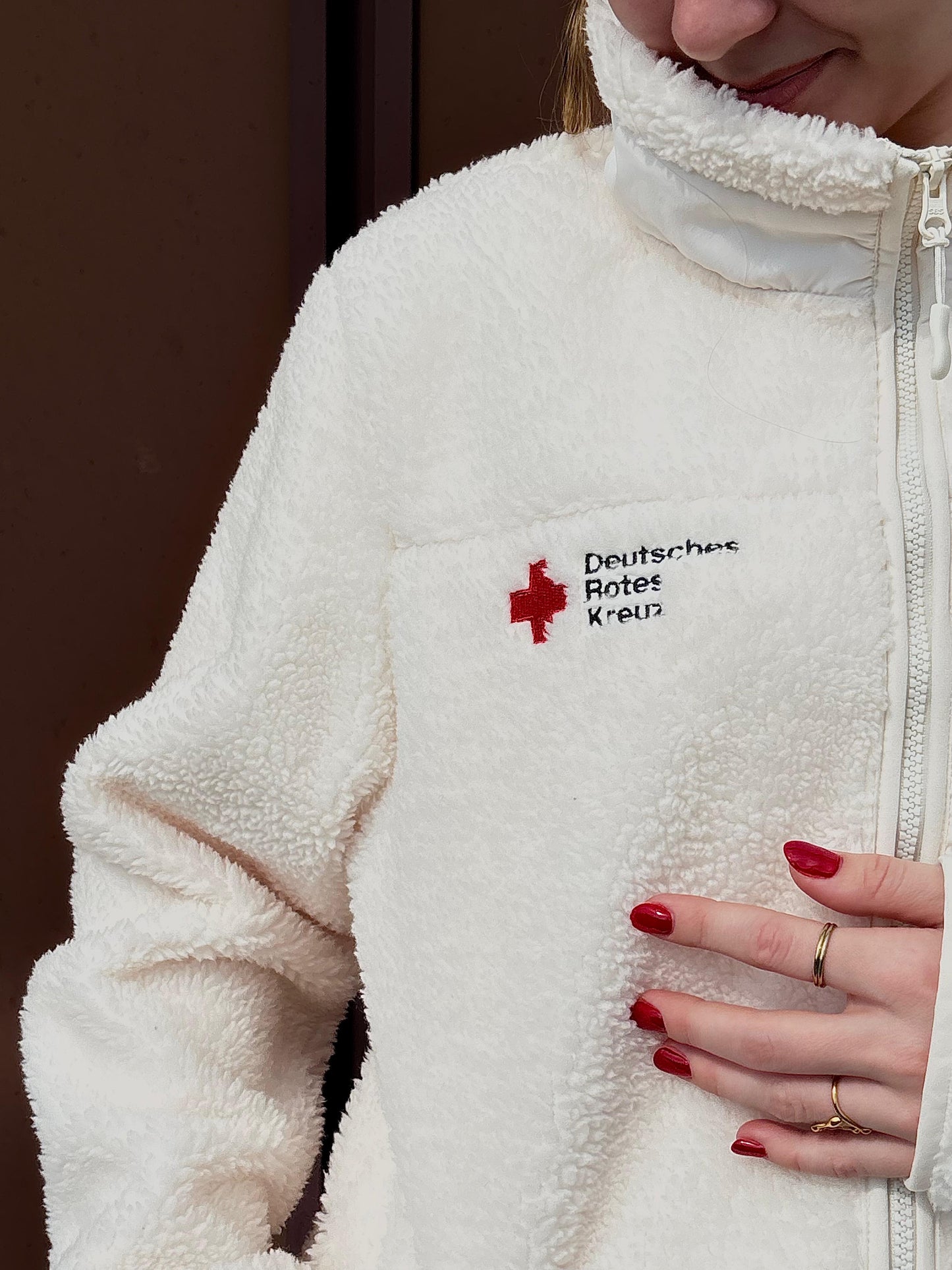 Sherpa-Fleecejacke mit Kompaktlogo Druck