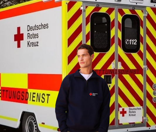 DRK-Zipp Sweater mit Kompaktlogo gedruckt