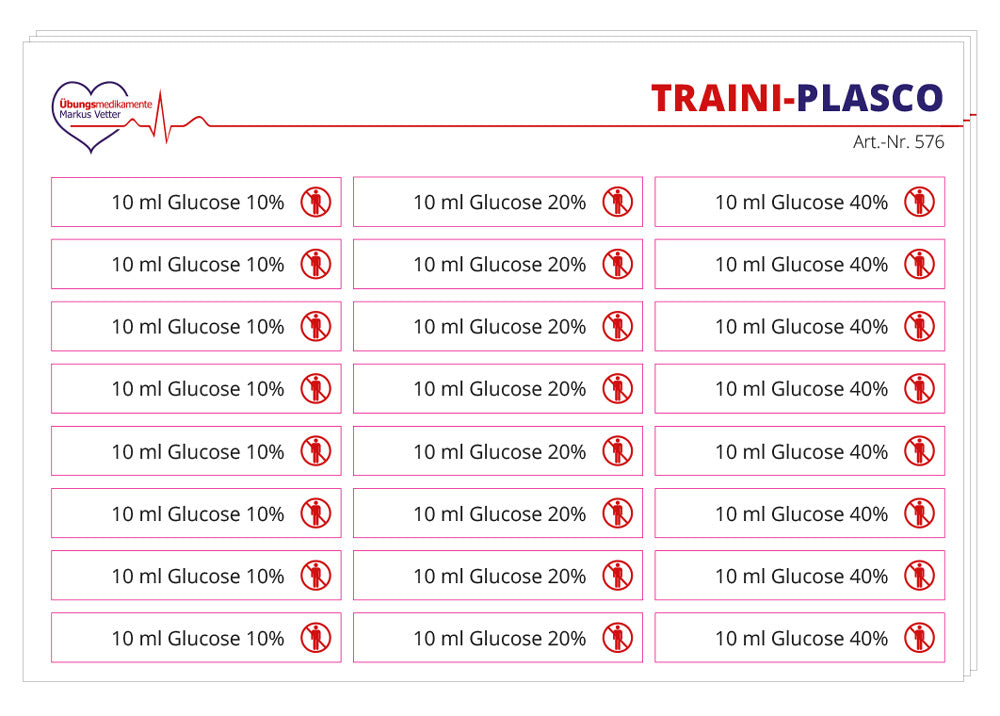 Stickerkarte Glucose / TRAINI-PLASCO