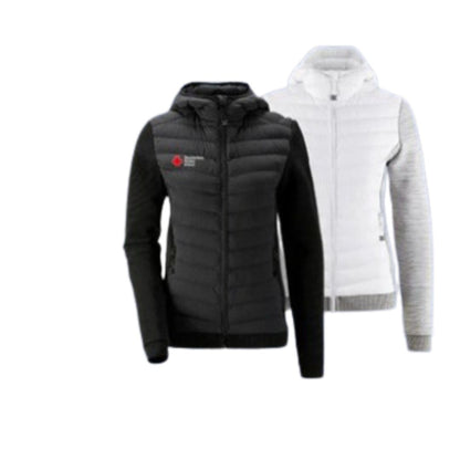 Damen Hybrid Kapuzenstrickjacke mit DRK Kompaktlogostick