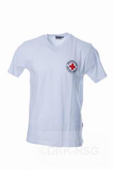 DRK-T-Shirt, weiß, Baumwolle, mit Rundlogodruck auf Brustseite