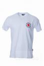 DRK-T-Shirt, weiß, Baumwolle, mit doppeltem Rundlogodruck auf Brust und Rücken